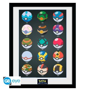 Stampa Pokemon - Pokeballs (Con Cornice)