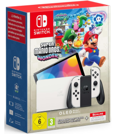 Nintendo Switch Oled + Super Mario Wonder + Abbonamento Online 12 Mesi (Bianca)