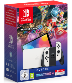 Nintendo Switch Oled + Mario Kart 8 Deluxe + Abbonamento Online 12 Mesi (Bianca)