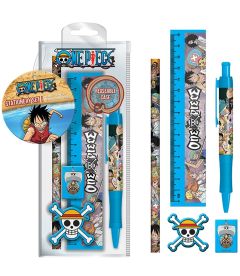 One Piece - Set Da Scrivania (Penna, Matita, Righello, Gomma, Temperino)