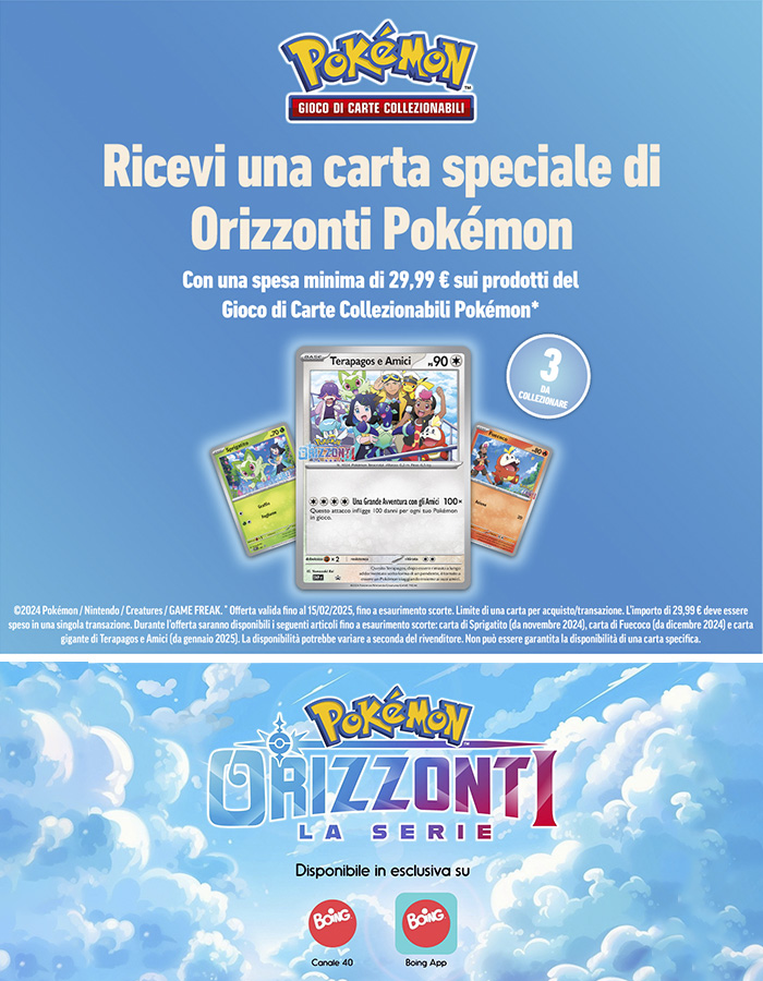 Acquista ora la nuova espansine Pokémon Scarlatto & Violetto Scintille Folgoranti e ricevi una carta promo Orizzonti Pokémon!